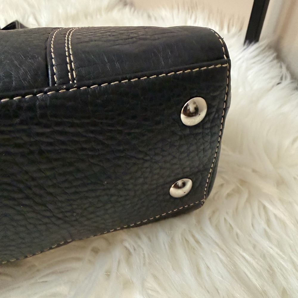 Coach Hampton F13961 Pebbled Leather Satchel Handbag Black - Picture 7 of 14